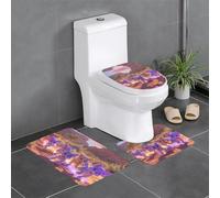 WHJDPP Cartoon Beast Printing 3 Pcs Bathroom Anti-Slip Mat Set 24x16in Rectangular, U-Shaped & Oval Rugs for Toilet, Vanity & Bath