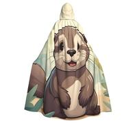 WHJDPP Cartoon cute otter Printed Halloween Adult Hooded Cape Cloak - Super Large Hooded Cloak No Zipper