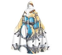WHJDPP Cartoon Drummer Knock Printing Adult Hooded Cloak is a super large, comfortable, and durable Halloween hooded poncho
