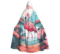 WHJDPP Cartoon Lake Flamingo Prints Halloween Adult Hooded Cloak for Costume Parties and Theme Events