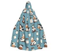 WHJDPP Cartoon Milk Cow Printing Adult Hooded Cloak is a super large, comfortable, and durable Halloween hooded poncho