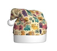 WHJDPP Cartoon monsters fill the screen Picture Christmas Hat for Adult for Christmas, Halloween, New Year, sales, promotions