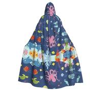 WHJDPP Cartoon Octopus Fish Picture Halloween Adult Hooded Cape Cloak - Super Large Hooded Cloak No Zipper