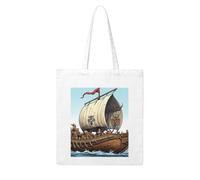 WHJDPP Cartoon Old Viking Boat Picture Woman Canvas Tote Bag Strong and durable for traveling, shopping, Daily One Size