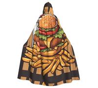 WHJDPP cartoon oversized burgers Printed Halloween Adult Hooded Cape Cloak - Super Large Hooded Cloak No Zipper