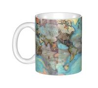 WHJDPP Cartoon world map Picture mug ceramic Mugs for cappuccino, latte, cereal, yogurt, milk, hot or cold drinks Micro-wave oven