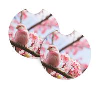 WHJDPP Cherry Blossom And Bird Pattern Car Coasters Set of 2 - Durable Rubber Cup Holder Protectors, Waterproof & Odorless for All Vehicles