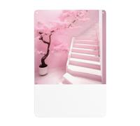 WHJDPP Cherry blossom white staircase Picture Tin decorative painting 8x12in Made of tinplate, wear-resistant and durable