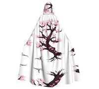 WHJDPP Cherry Blossoms Tree Prints Halloween Adult Hooded Cloak for Costume Parties and Theme Events