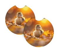 WHJDPP Chicken Little Pattern Car Coasters Set of 2 - Durable Rubber Cup Holder Protectors, Waterproof & Odorless for All Vehicles
