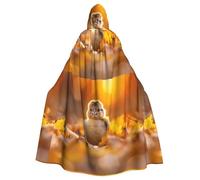 WHJDPP Chicken Little Picture Halloween Adult Hooded Cape Cloak with Bow Tie for Costume Parties, Cosplay