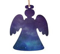 WHJDPP Christmas Wooden Ornaments Angel Shape 1 PC Universe with Stars and Galaxy Interstellar Printing for hanging on Christmas trees