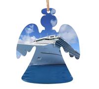 WHJDPP Christmas Wooden Ornaments Angel Shape 2 PCS Cruise Ships Printing for hanging on Christmas trees