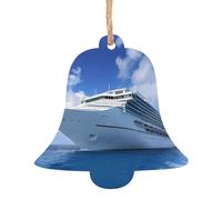 WHJDPP Christmas Wooden Ornaments Bell Shape 1 PC Cruise Ships Printing for hanging on Christmas trees