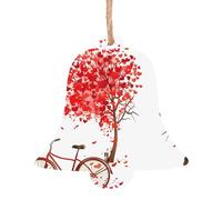WHJDPP Christmas Wooden Ornaments Bell Shape 1 PC Mother's Day Valentine's Day Romantic Heart Tree and Bike Printing for hanging on Christmas trees