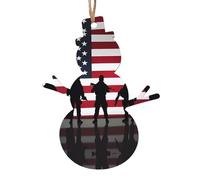 WHJDPP Christmas Wooden Ornaments Snowman Shape 2 PCS American Flag Veterans Day Printing for hanging on Christmas trees