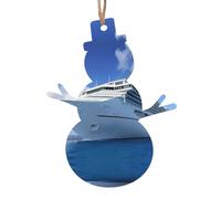 WHJDPP Christmas Wooden Ornaments Snowman Shape 6 PCS Cruise Ships Printing for hanging on Christmas trees