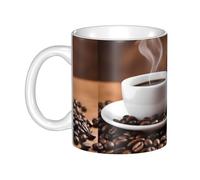 WHJDPP Coffee Cup and Coffee Beans Printed mug ceramic Mugs for cappuccino, latte, cereal, yogurt, milk, hot or cold drinks Micro-wave oven