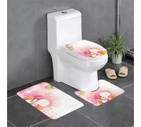 WHJDPP Color Fragment Paper Printing Anti-Slip Bathroom Rugs Set - 3-Piece Contour, Oval & Rectangular Mats for Toilet, Vanity & Restrooms