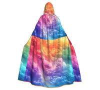 WHJDPP Colorful Clouds Tumbling Printed Halloween Adult Hooded Cape Cloak - Super Large Hooded Cloak No Zipper