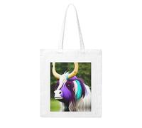 WHJDPP Colorful cow's head Printing Woman Canvas Tote Bag Strong and durable for traveling, shopping, Daily One Size