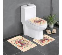 WHJDPP Colorful dot Crab Printing Bathroom Anti Slip Quick Drying Three Piece Set, Slip Quick Drying Durable Shower Bath mat