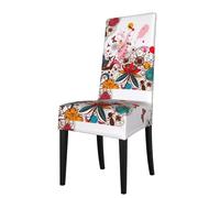 WHJDPP Colorful Flower Butterfly Pattern dining chair cover is easy to disassemble and made of high resilience fabric that is wear-resistant