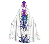 WHJDPP Colorful Octopus Picture Halloween Adult Hooded Cape Cloak - Super Large Hooded Cloak No Zipper