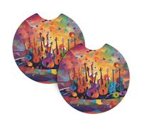 WHJDPP Colourful pentatonic music Pattern Car Coasters Set of 2 - Durable Rubber Cup Holder Protectors, Waterproof & Odorless for All Vehicles