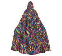WHJDPP Confused Lines Printed Halloween Adult Hooded Cape Cloak with Bow Tie for Costume Parties, Cosplay
