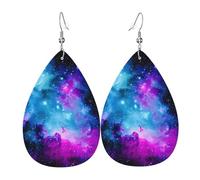 WHJDPP Cool star river Prints Teardrop Leather Earrings - Lightweight Dangle Earrings for Women, Vivid Faux Leather Drops with Silver Plated Hooks, Eye-Catching Party
