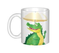 WHJDPP Crocodile under the parasol Picture mug ceramic Mugs for cappuccino, latte, cereal, yogurt, milk, hot or cold drinks Micro-wave oven