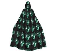 WHJDPP Crystal green diamond heart Printed Halloween Adult Hooded Cape Cloak with Bow Tie for Costume Parties, Cosplay