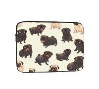 WHJDPP Cute Black Pug Dog Prints Shockproof Portable Laptop Sleeve Bag 10 inch for Men and Women Business Travel, Office Daily Use