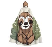 WHJDPP Cute Cartoon Sloth Printing Halloween Adult Hooded Cloak No Zipper, Comfortable & Durable for Role-Playing