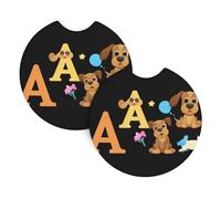 WHJDPP Cute dog combination Pattern Car Coasters Set of 2 - Durable Rubber Cup Holder Protectors, Waterproof & Odorless for All Vehicles