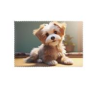 WHJDPP Cute Dog Printing Placemats for Dining Table Set of 6 for Homes, and Banquets Easy to Clean at Room Temperature for Long-Lasting Use