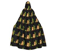 WHJDPP Cute little bear is playing Printed Halloween Adult Hooded Cape Cloak - Super Large Hooded Cloak No Zipper