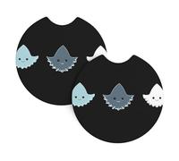 WHJDPP Cute little shark with shell Pattern Car Coasters Set of 2 - Durable Rubber Cup Holder Protectors, Waterproof & Odorless for All Vehicles