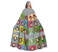WHJDPP Cute Monkey Printed Halloween Adult Hooded Cape Cloak - Super Large Hooded Cloak No Zipper