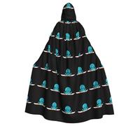 WHJDPP Cute octopus skiing Printed Halloween Adult Hooded Cape Cloak - Super Large Hooded Cloak No Zipper