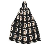 WHJDPP Cute old man in the moon Printed Halloween Adult Hooded Cape Cloak - Super Large Hooded Cloak No Zipper