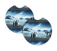 Whjdpp Cute Penguins Taking Pictures Picture Car Interior Cup Holder Pad 2 Pc Waterproof & Quick Drying, Protects Against Spills & Scratches