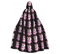 WHJDPP Cute pink owl Prints Halloween Adult Hooded Cloak for Costume Parties and Theme Events