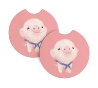 Whjdpp Cute Pink Pig Picture Car Interior Cup Holder Pad 2 Pc Waterproof & Quick Drying, Protects Against Spills & Scratches