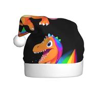 WHJDPP Dancing dinosaurs dressed in rainbows Picture Christmas Hat for Adult for Christmas, Halloween, New Year, sales, promotions