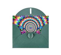 WHJDPP Dark Green Greeting Card Abstract Mushroom Colorful Mandala Printing 4x6in for Christmas, children's birthdays, Valentine's Day, wedding anniversaries, and party invitations