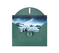 WHJDPP Dark Green Greeting Card Cute Penguins Taking Pictures Printing 4x6in for Christmas, children's birthdays, Valentine's Day, wedding anniversaries, and party invitations