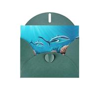 WHJDPP Dark Green Greeting Card Deep Sea Whales Printing 4x6in for Christmas, children's birthdays, Valentine's Day, wedding anniversaries, and party invitations