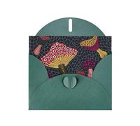 WHJDPP Dark Green Greeting Card Mushroom Printing 4x6in for Christmas, children's birthdays, Valentine's Day, wedding anniversaries, and party invitations